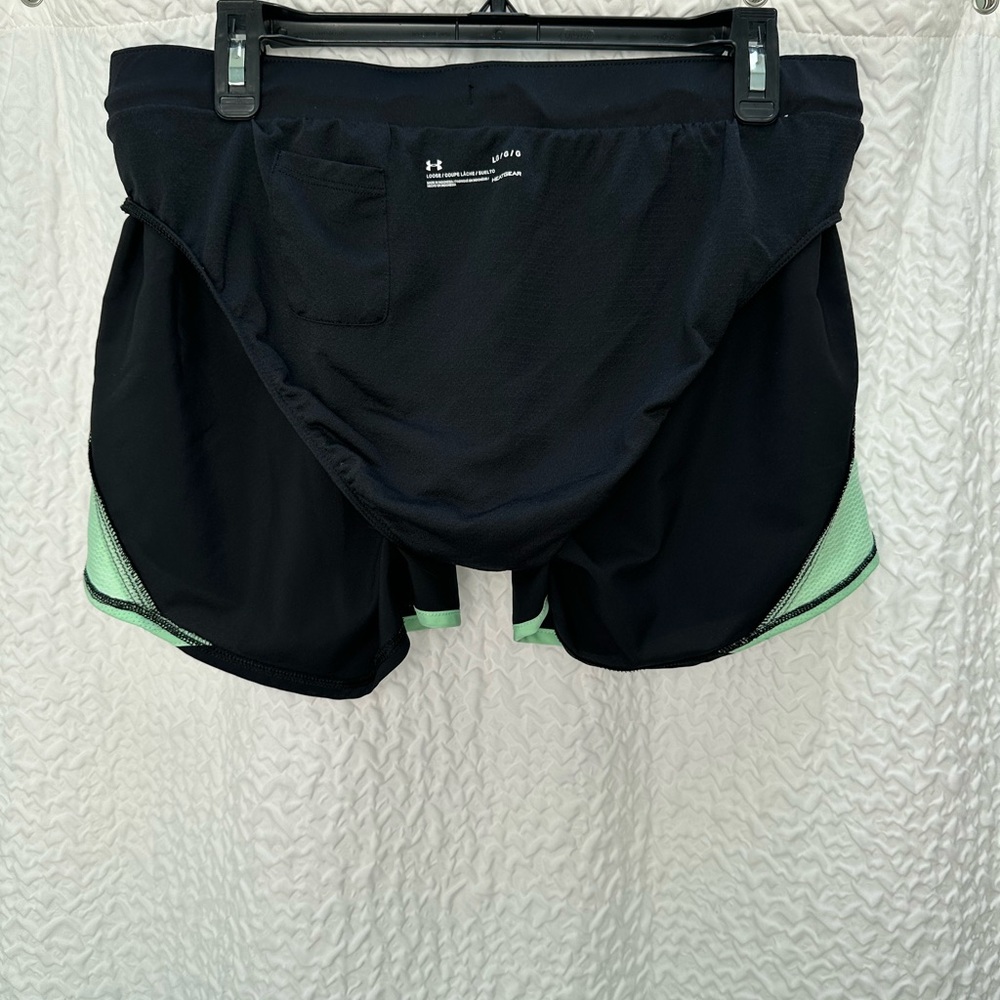 Under Armour Women's Fly By 2.0 Black and Mint Green Shorts Size L - Picture 7 of 7